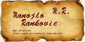 Manojlo Ranković vizit kartica